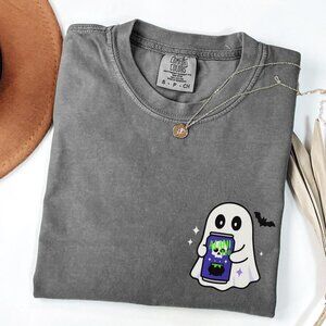 Spooky Ghost Halloween Comfort Colors® Shirt, Ghost with Energy Drink Fall Tee